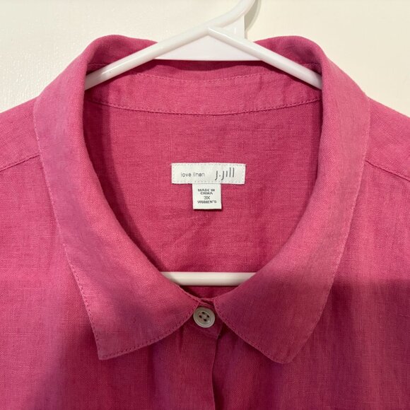 J. Jill Love Linen Women's Plus Sleeveless Button-Front Shirt Top Blouse 3X Pink - Picture 3 of 9